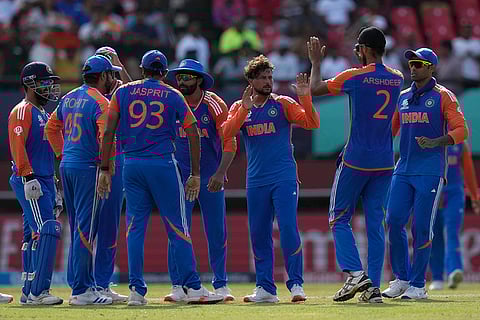 Kuldeep Yadav celebrates Harry Brook's wicket